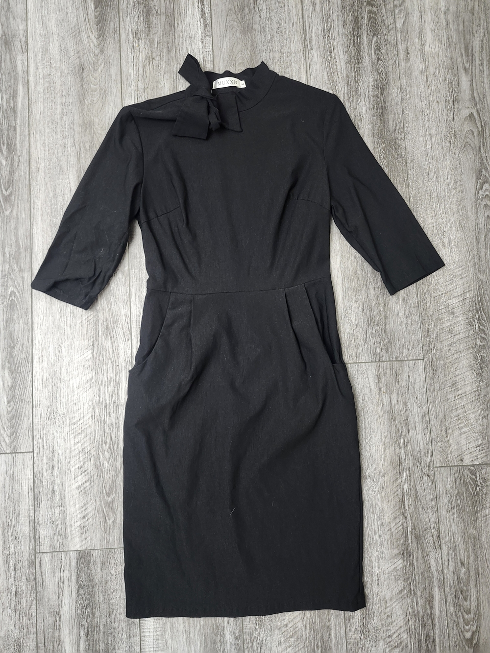 Vintage Black Tie-Neck Dress